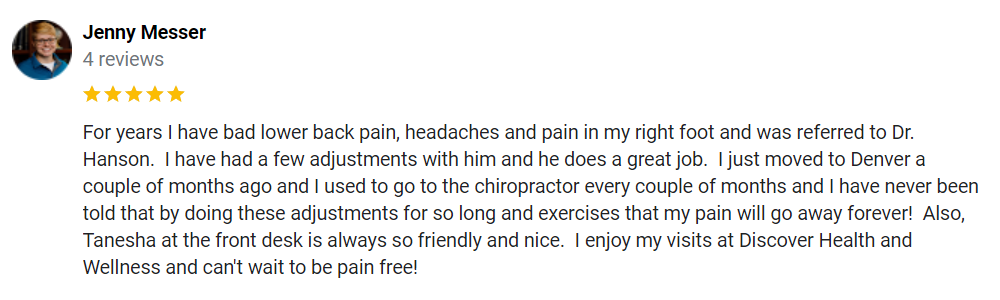 Chiropractic Denver CO Testimonial Jenny